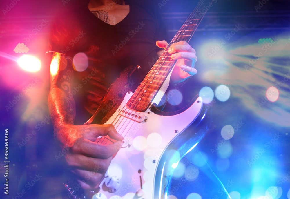 Obraz premium Rock star on the main stage music festival.