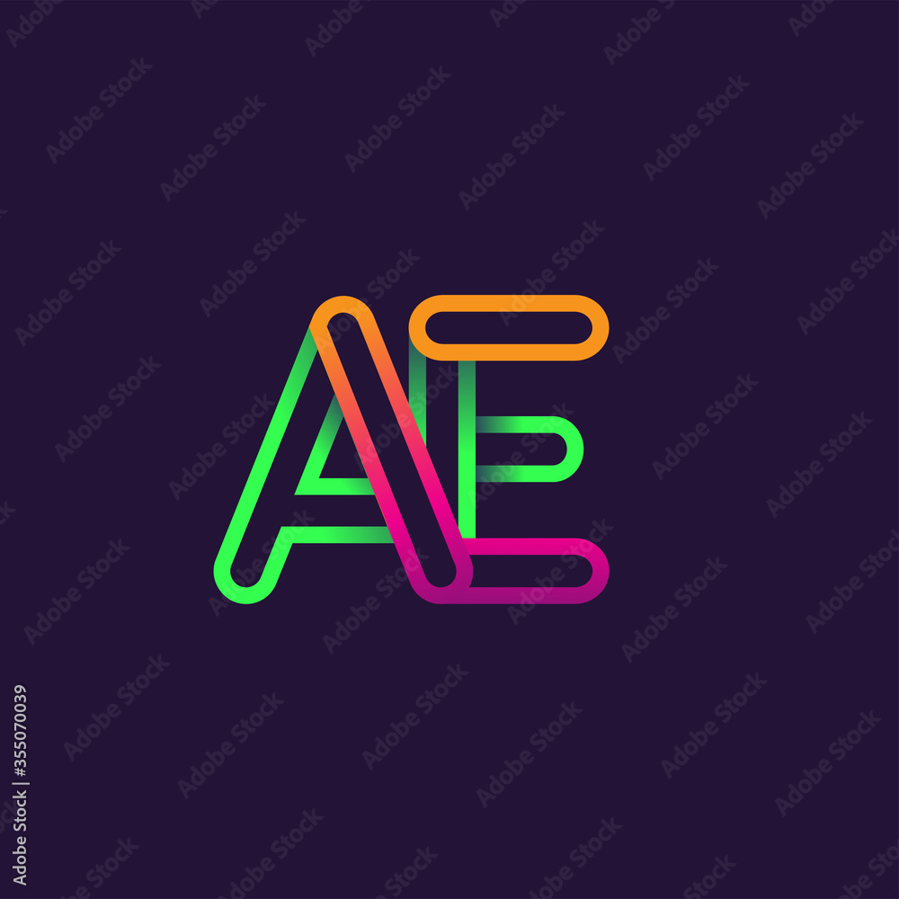 initial logo letter AE, linked outline rounded logo, colorful initial logo for business name and company identity. initial logo letter AE, linked outline rounded logo, colorful initial logo for business name and company identity.
