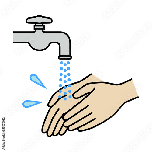 washing hands with water tap