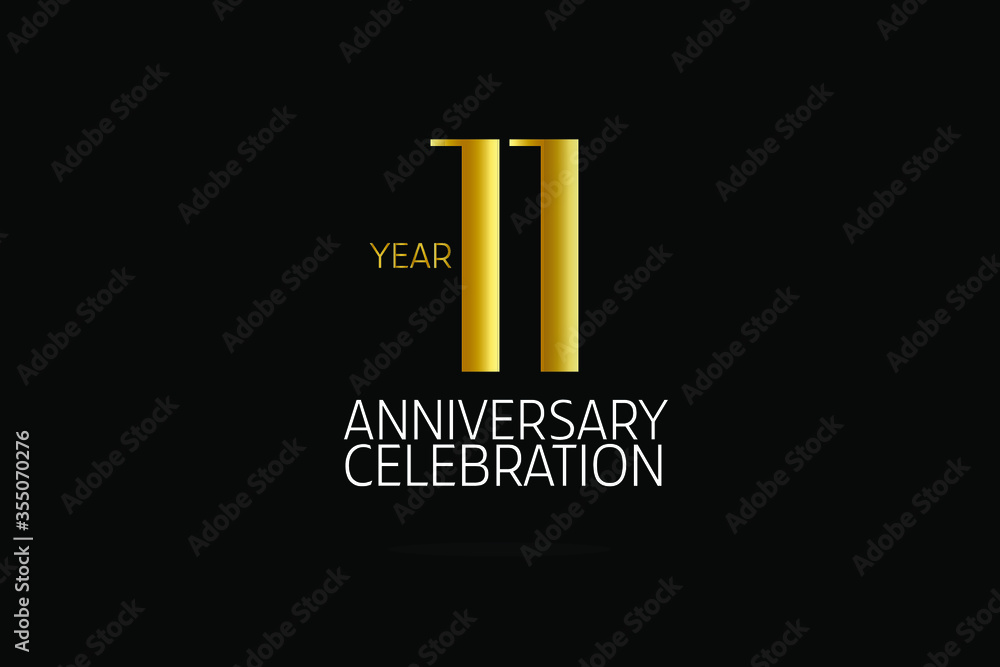 11 Year Simple Classic Style anniversary, Line Gold Style for invitation card, birthday card, banner, poster - vector 11 Year Simple Classic Style anniversary, Line Gold Style for invitation card, birthday card, banner, poster - vector