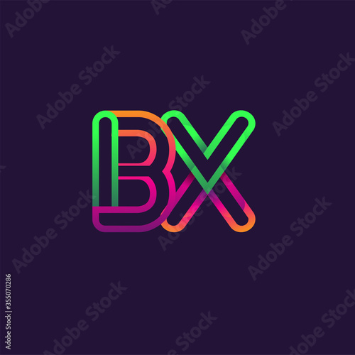 initial logo letter BX, linked outline rounded logo, colorful initial logo for business name and company identity.