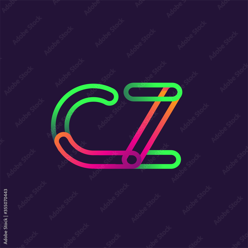 initial logo letter CZ, linked outline rounded logo, colorful initial logo for business name and company identity. initial logo letter CZ, linked outline rounded logo, colorful initial logo for business name and company identity.