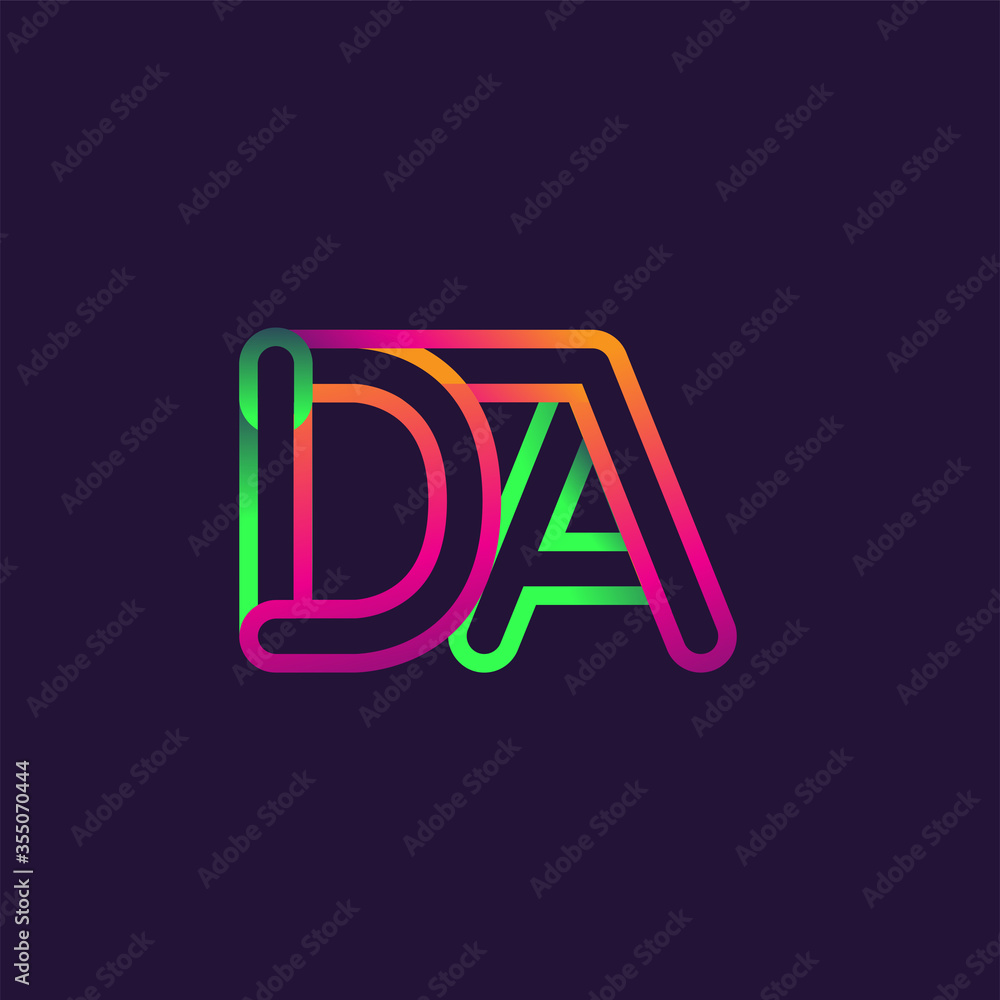 initial logo letter DA, linked outline rounded logo, colorful initial logo for business name and company identity. initial logo letter DA, linked outline rounded logo, colorful initial logo for business name and company identity.