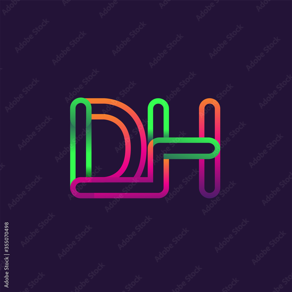 initial logo letter DH, linked outline rounded logo, colorful initial logo for business name and company identity. initial logo letter DH, linked outline rounded logo, colorful initial logo for business name and company identity.