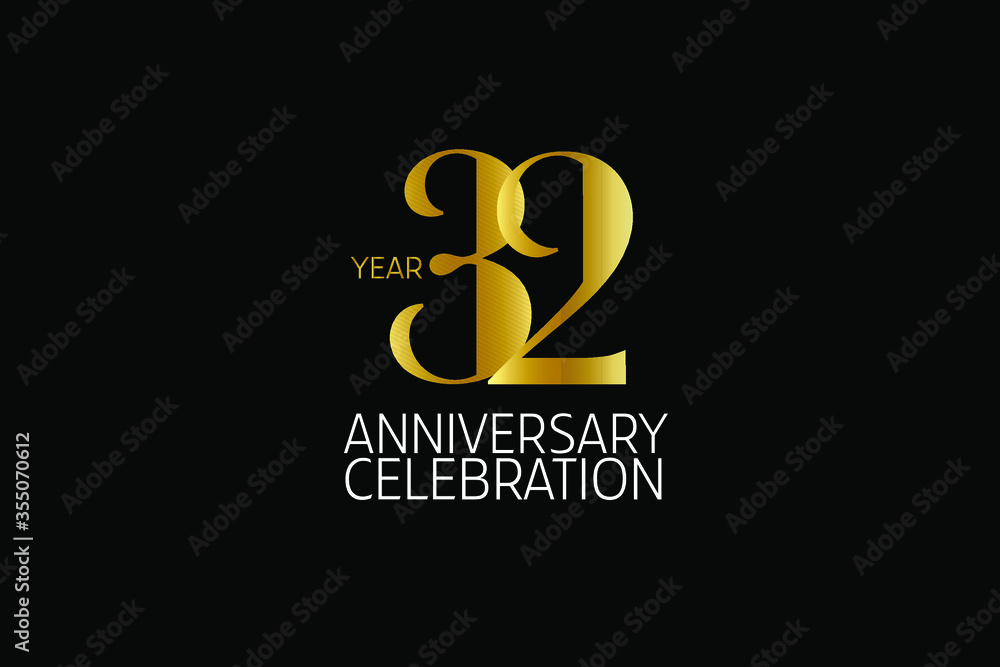 32 Year Simple Classic Style anniversary, Line Gold Style for invitation card, birthday card, banner, poster - vector 32 Year Simple Classic Style anniversary, Line Gold Style for invitation card, birthday card, banner, poster - vector