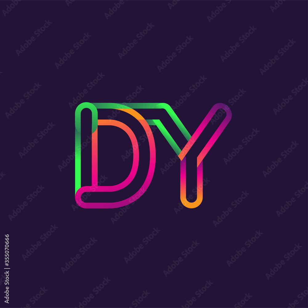 initial logo letter DY, linked outline rounded logo, colorful initial logo for business name and company identity. initial logo letter DY, linked outline rounded logo, colorful initial logo for business name and company identity.