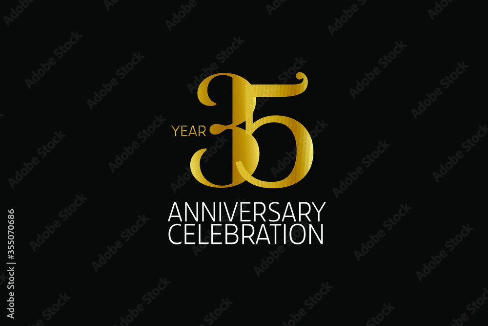 35 Year Simple Classic Style anniversary, Line Gold Style for invitation card, birthday card, banner, poster - vector 35 Year Simple Classic Style anniversary, Line Gold Style for invitation card, birthday card, banner, poster - vector