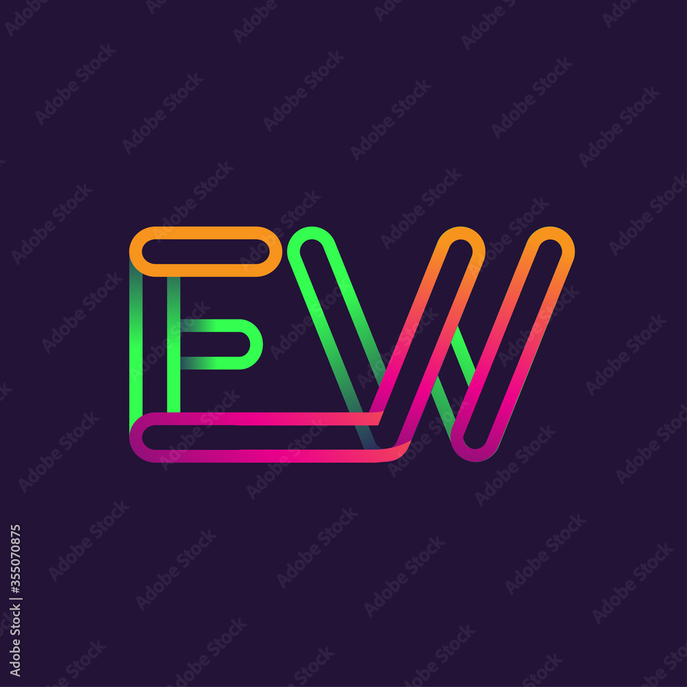 initial logo letter EW, linked outline rounded logo, colorful initial logo for business name and company identity. initial logo letter EW, linked outline rounded logo, colorful initial logo for business name and company identity.