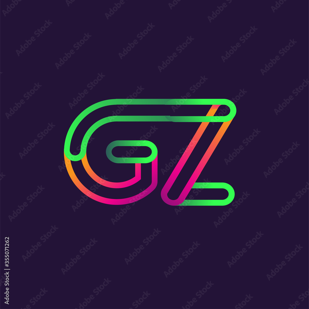initial logo letter GZ, linked outline rounded logo, colorful initial logo for business name and company identity. initial logo letter GZ, linked outline rounded logo, colorful initial logo for business name and company identity.