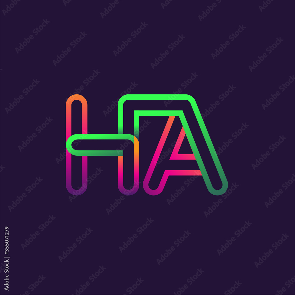 initial logo letter HA, linked outline rounded logo, colorful initial logo for business name and company identity. initial logo letter HA, linked outline rounded logo, colorful initial logo for business name and company identity.
