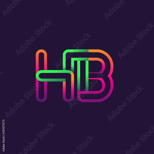 initial logo letter HB, linked outline rounded logo, colorful initial logo for business name and company identity.