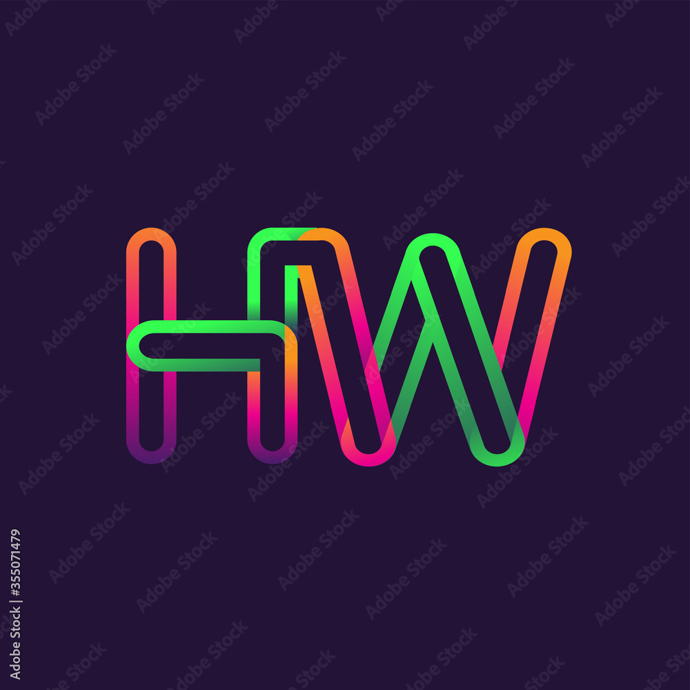 initial logo letter HW, linked outline rounded logo, colorful initial logo for business name and company identity. initial logo letter HW, linked outline rounded logo, colorful initial logo for business name and company identity.