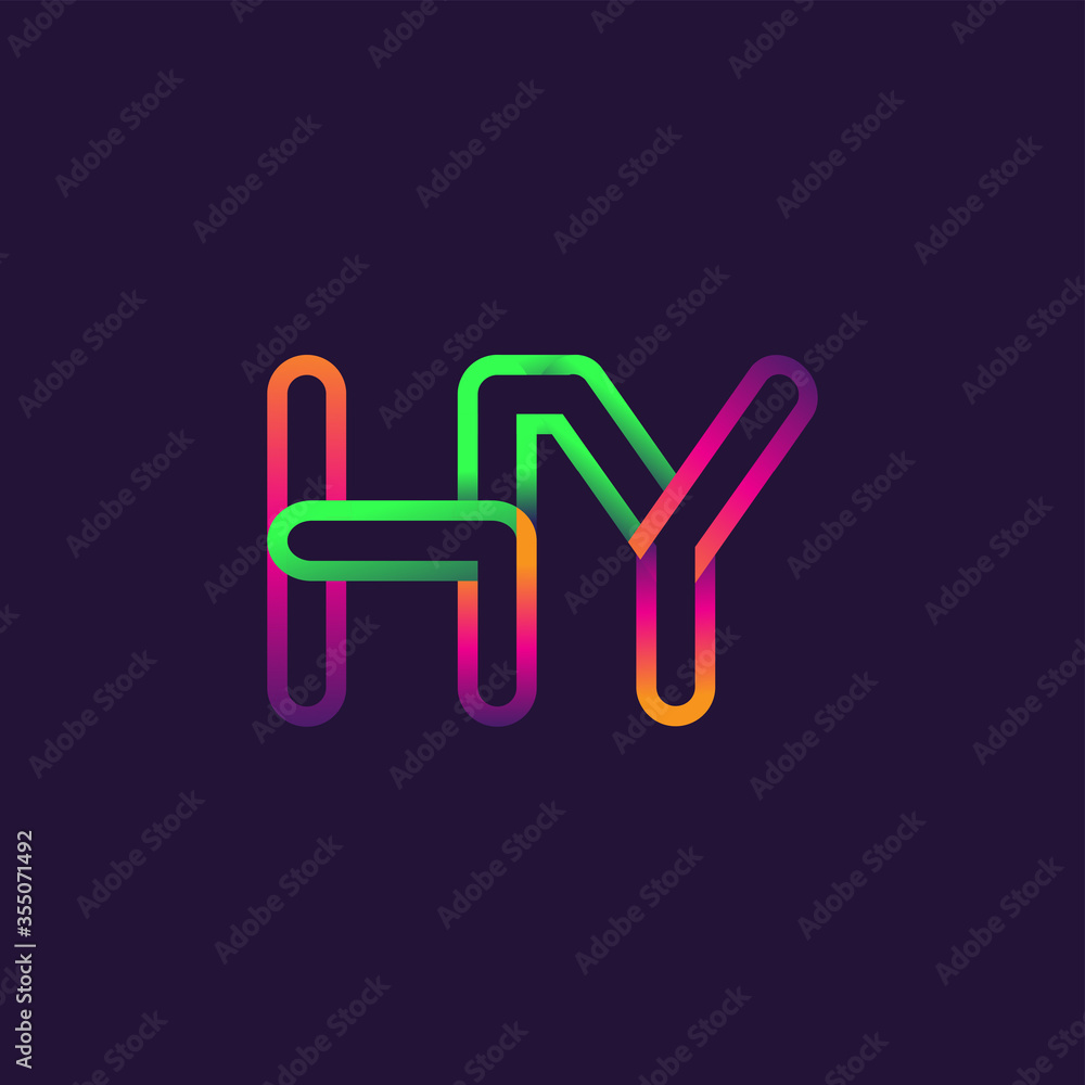 initial logo letter HY, linked outline rounded logo, colorful initial logo for business name and company identity. initial logo letter HY, linked outline rounded logo, colorful initial logo for business name and company identity.