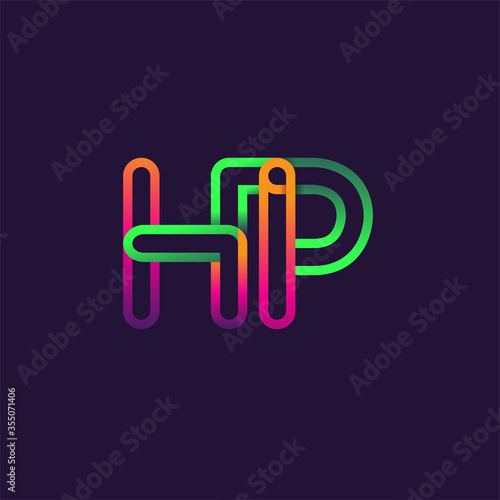 initial logo letter HP, linked outline rounded logo, colorful initial logo for business name and company identity.