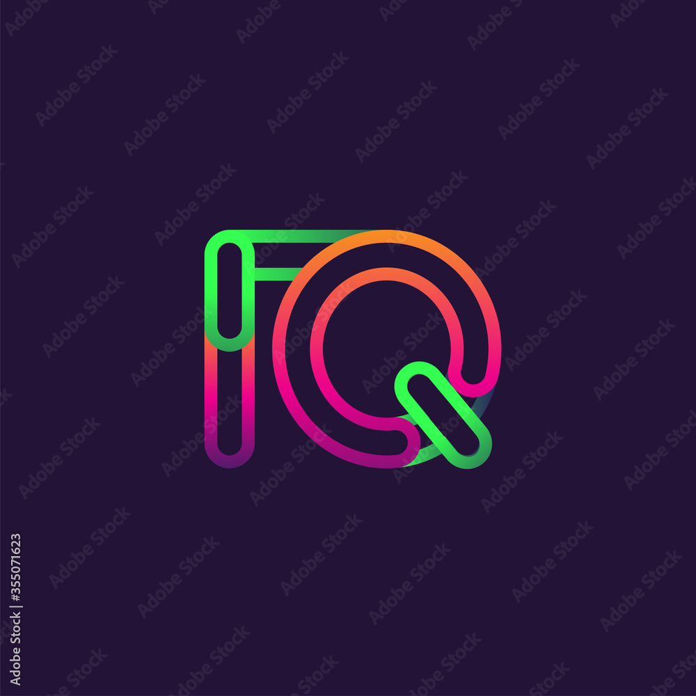 Fototapeta premium initial logo letter IQ, linked outline rounded logo, colorful initial logo for business name and company identity.