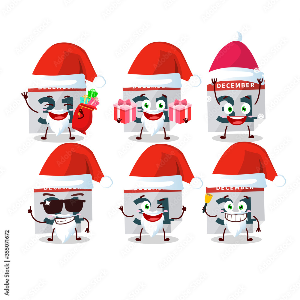 Santa Claus emoticons with december 31th calendar cartoon character