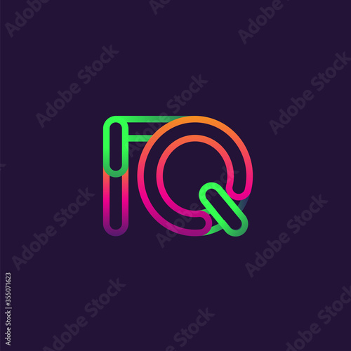 initial logo letter IQ, linked outline rounded logo, colorful initial logo for business name and company identity.