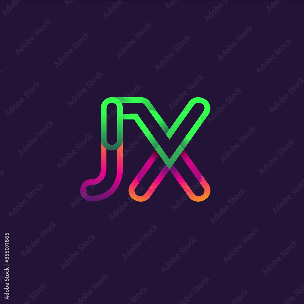 initial logo letter JX, linked outline rounded logo, colorful initial logo for business name and company identity. initial logo letter JX, linked outline rounded logo, colorful initial logo for business name and company identity.