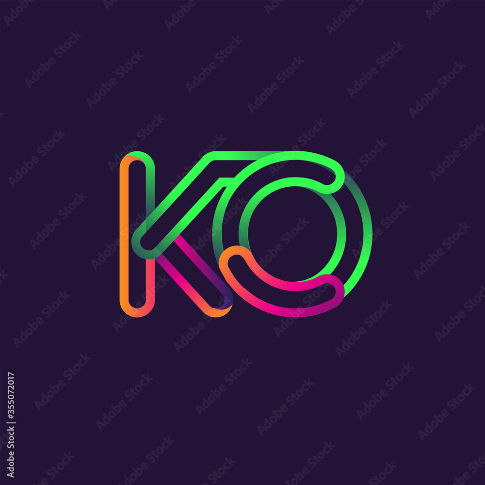 initial logo letter KO, linked outline rounded logo, colorful initial logo for business name and company identity. initial logo letter KO, linked outline rounded logo, colorful initial logo for business name and company identity.