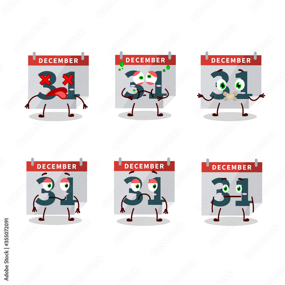 December 31th calendar cartoon character with nope expression December 31th calendar cartoon character with nope expression