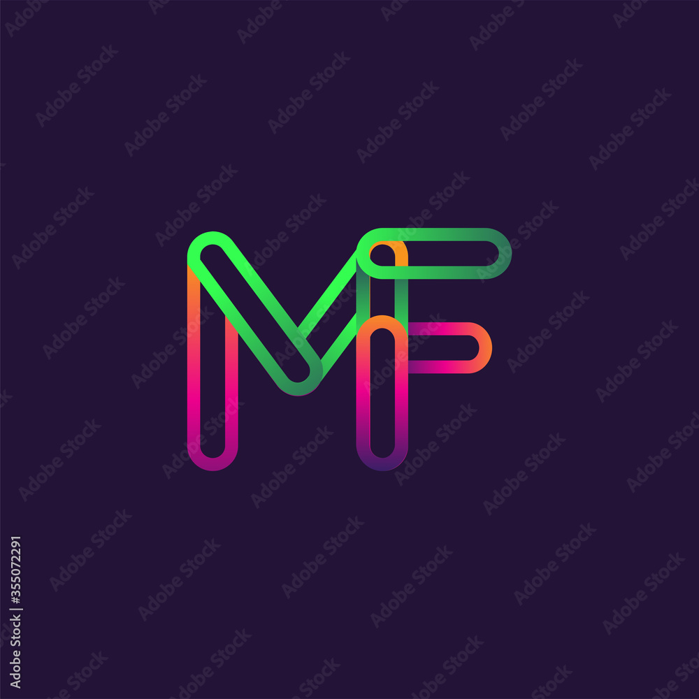 initial logo letter MF, linked outline rounded logo, colorful initial logo for business name and company identity. initial logo letter MF, linked outline rounded logo, colorful initial logo for business name and company identity.