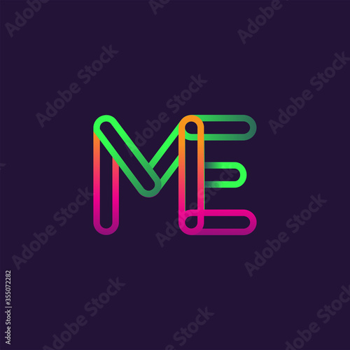 initial logo letter ME, linked outline rounded logo, colorful initial logo for business name and company identity.