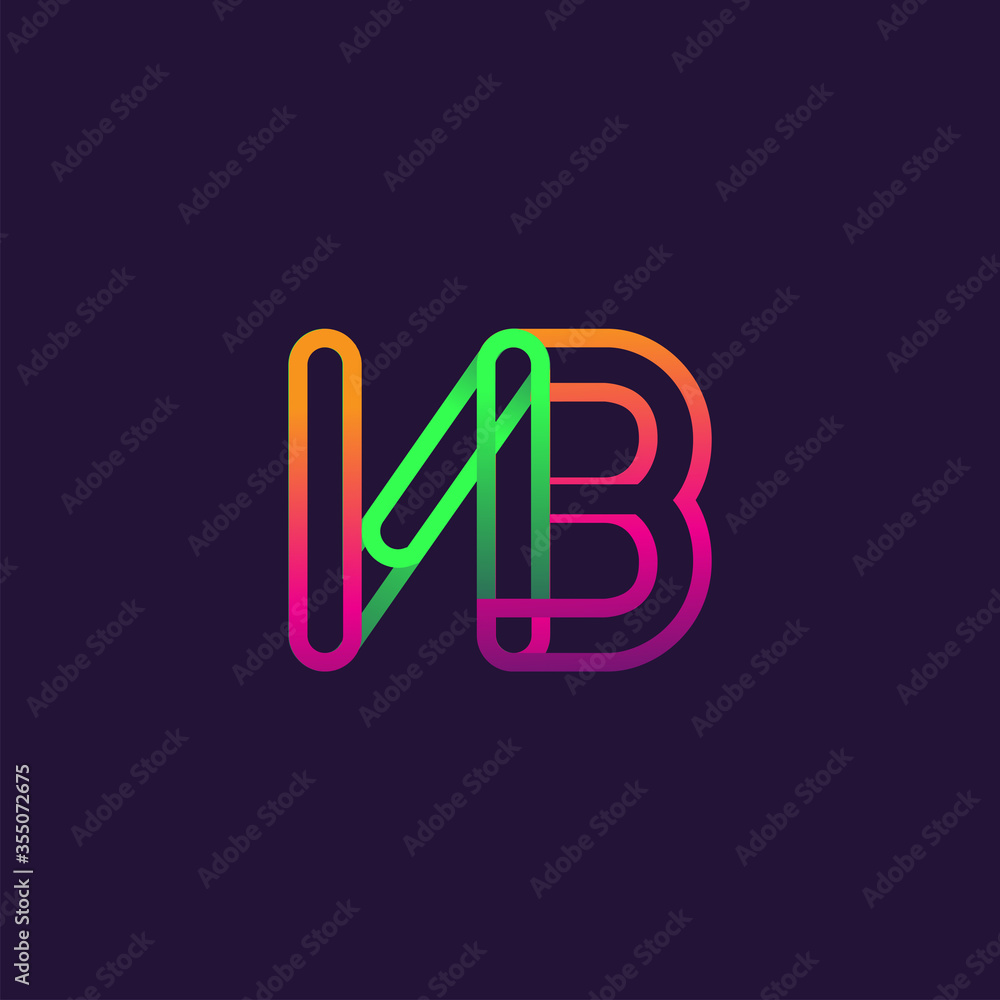 initial logo letter NB, linked outline rounded logo, colorful initial logo for business name and company identity. initial logo letter NB, linked outline rounded logo, colorful initial logo for business name and company identity.