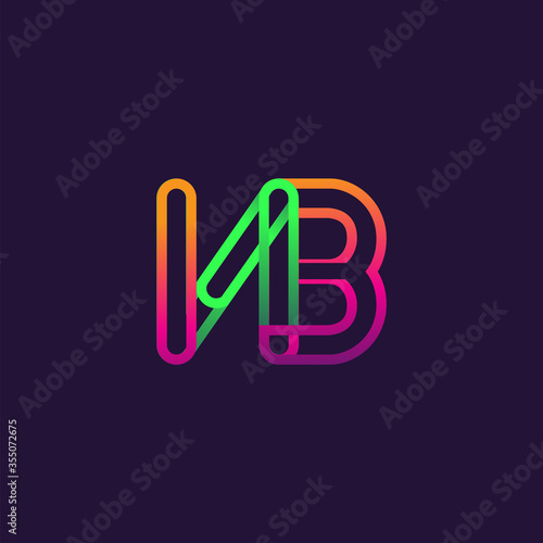 initial logo letter NB, linked outline rounded logo, colorful initial logo for business name and company identity.