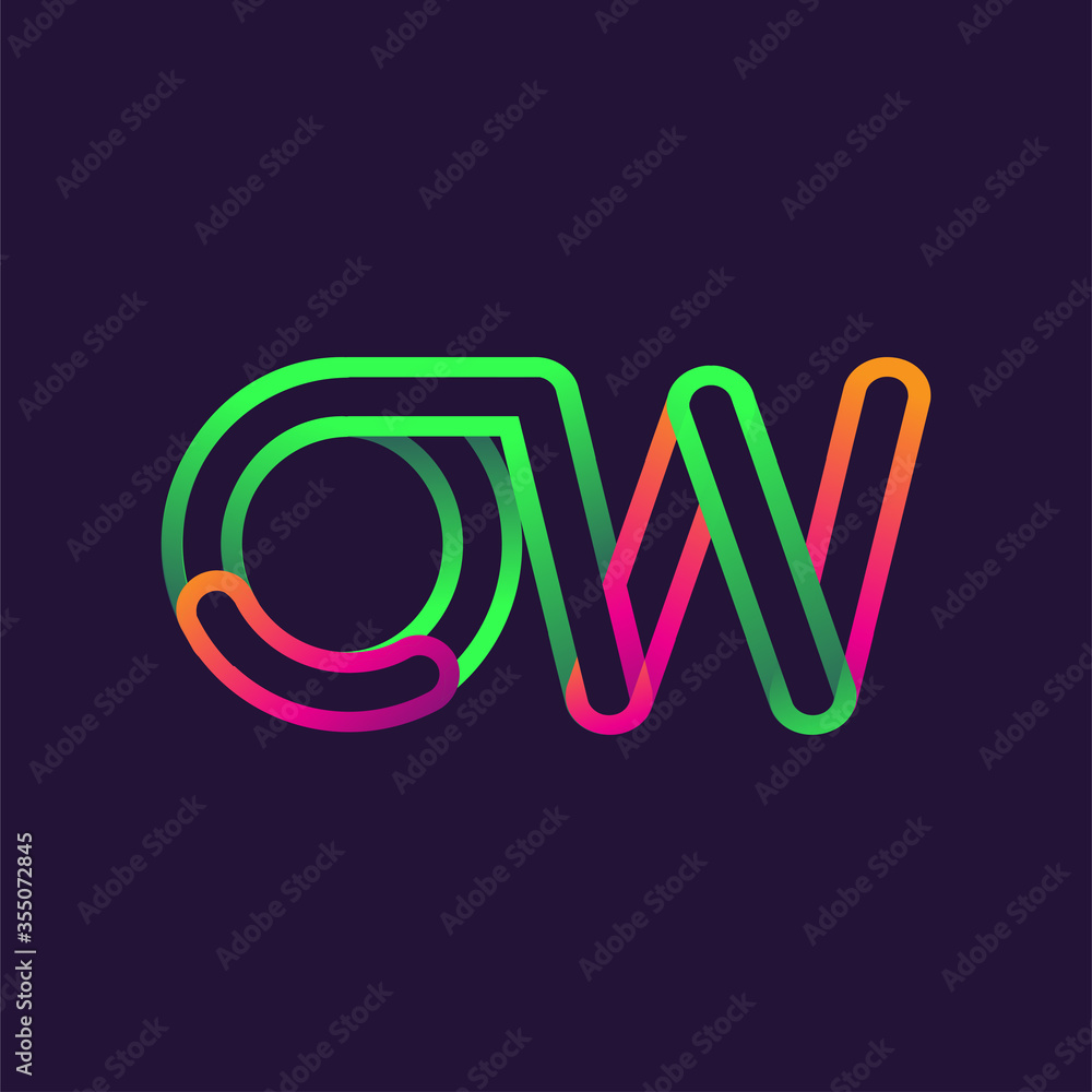 initial logo letter OW, linked outline rounded logo, colorful initial logo for business name and company identity. initial logo letter OW, linked outline rounded logo, colorful initial logo for business name and company identity.