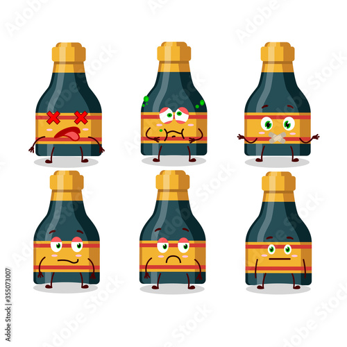 Wine bottle cartoon character with nope expression