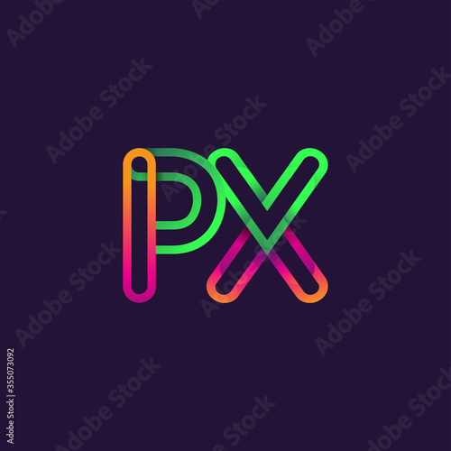 initial logo letter PX, linked outline rounded logo, colorful initial logo for business name and company identity.
