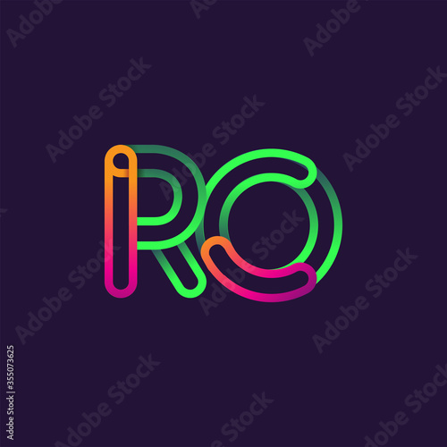 initial logo letter RO, linked outline rounded logo, colorful initial logo for business name and company identity.