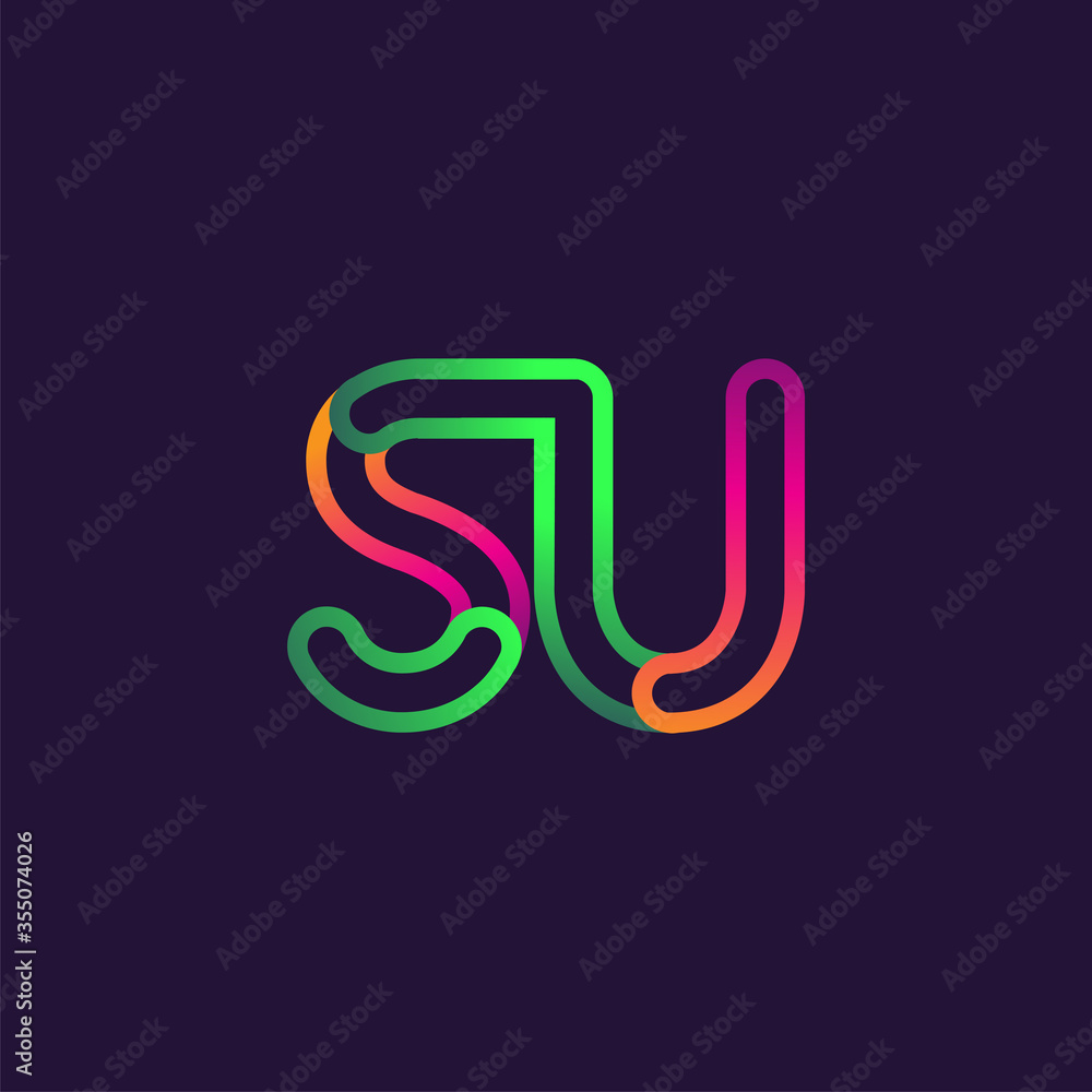 Fototapeta premium initial logo letter SU, linked outline rounded logo, colorful initial logo for business name and company identity.