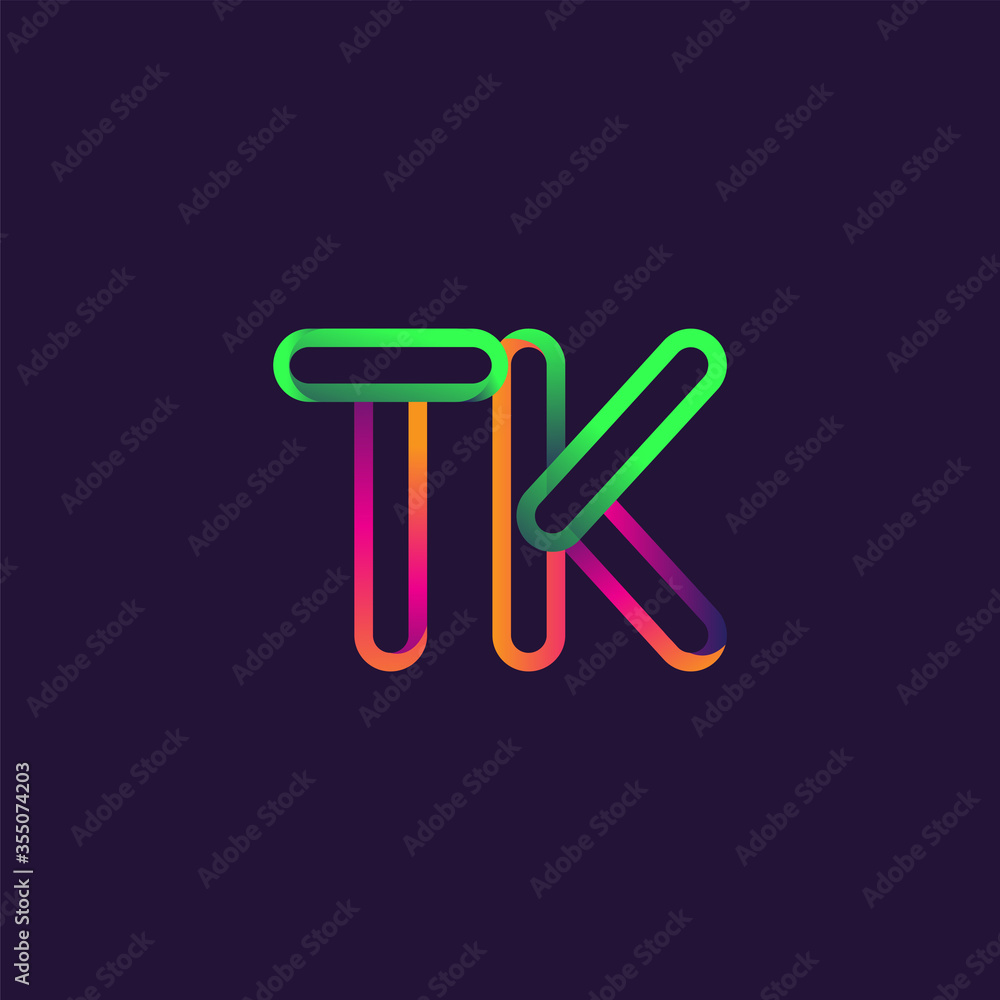 initial logo letter TK, linked outline rounded logo, colorful initial logo for business name and company identity. initial logo letter TK, linked outline rounded logo, colorful initial logo for business name and company identity.