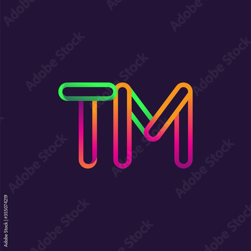 initial logo letter TM, linked outline rounded logo, colorful initial logo for business name and company identity.