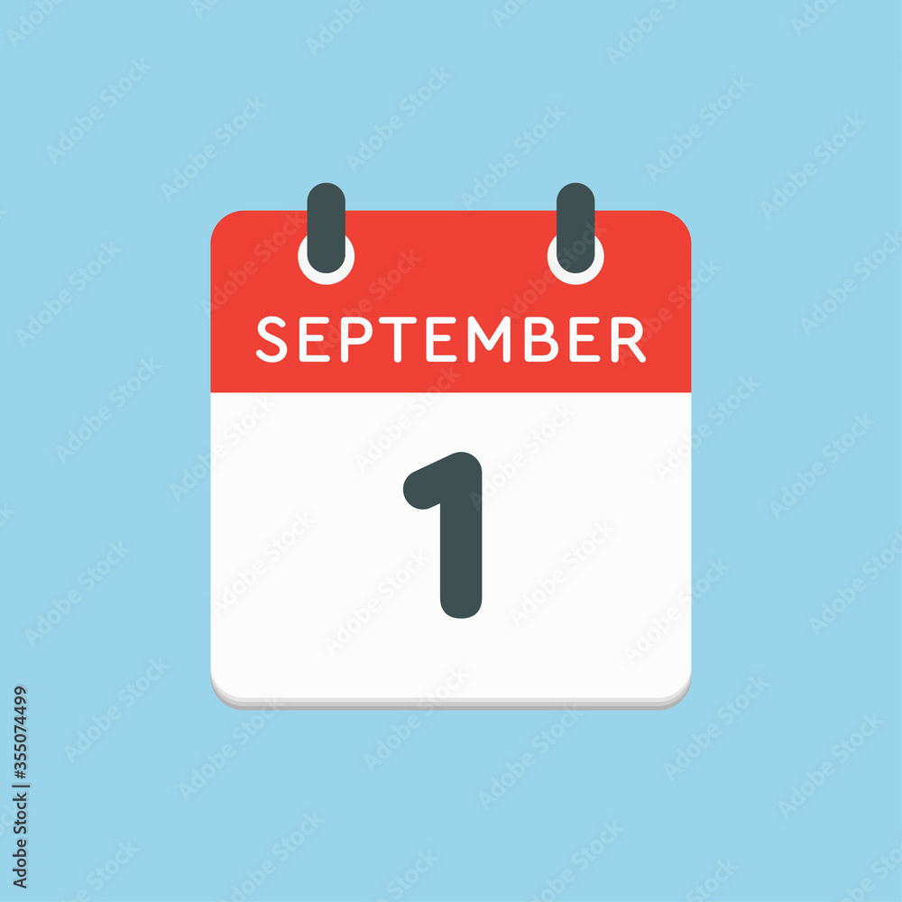Naklejka premium Calendar icon day 1 September, template date days