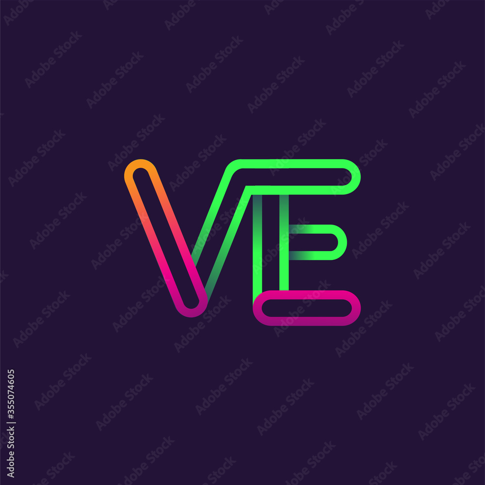 initial logo letter VE, linked outline rounded logo, colorful initial logo for business name and company identity. initial logo letter VE, linked outline rounded logo, colorful initial logo for business name and company identity.