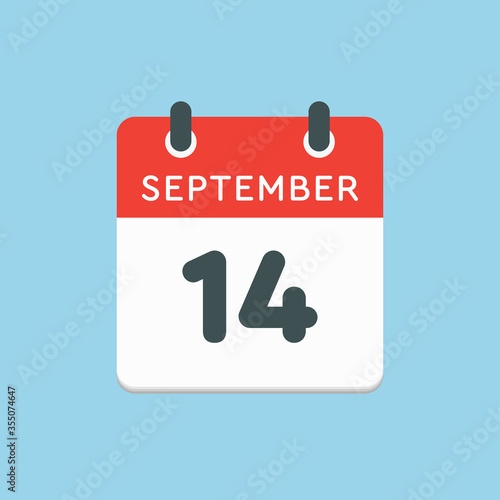 Calendar icon day 14 September, template date days