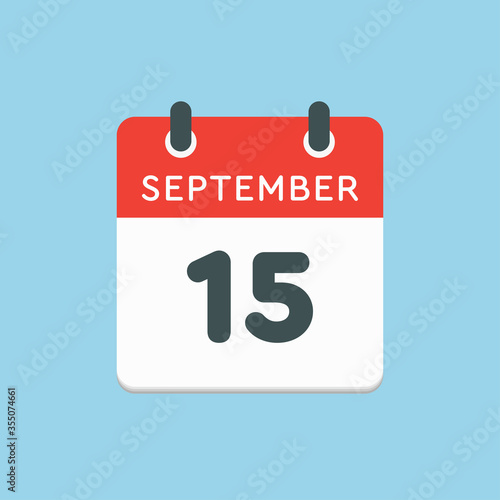 Calendar icon day 15 September, template date days