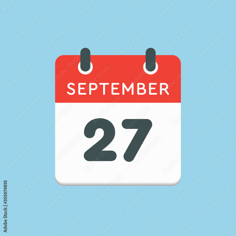 Calendar icon day 27 September, template date days Calendar icon day 27 September, template date days