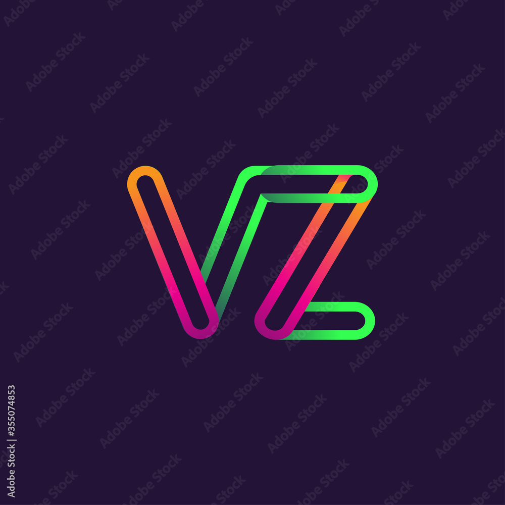 initial logo letter VZ, linked outline rounded logo, colorful initial logo for business name and company identity. initial logo letter VZ, linked outline rounded logo, colorful initial logo for business name and company identity.