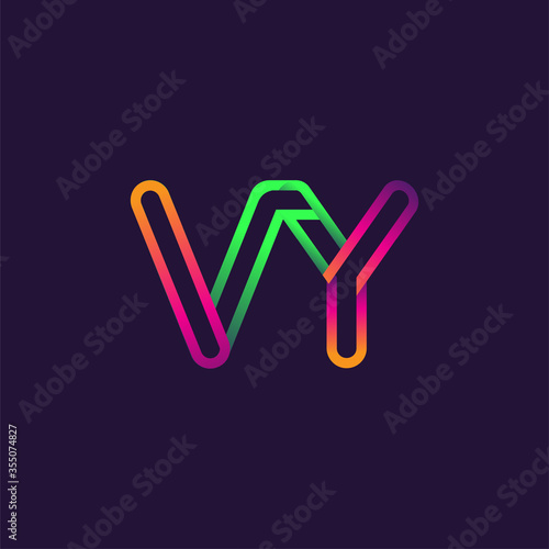 initial logo letter VY, linked outline rounded logo, colorful initial logo for business name and company identity.