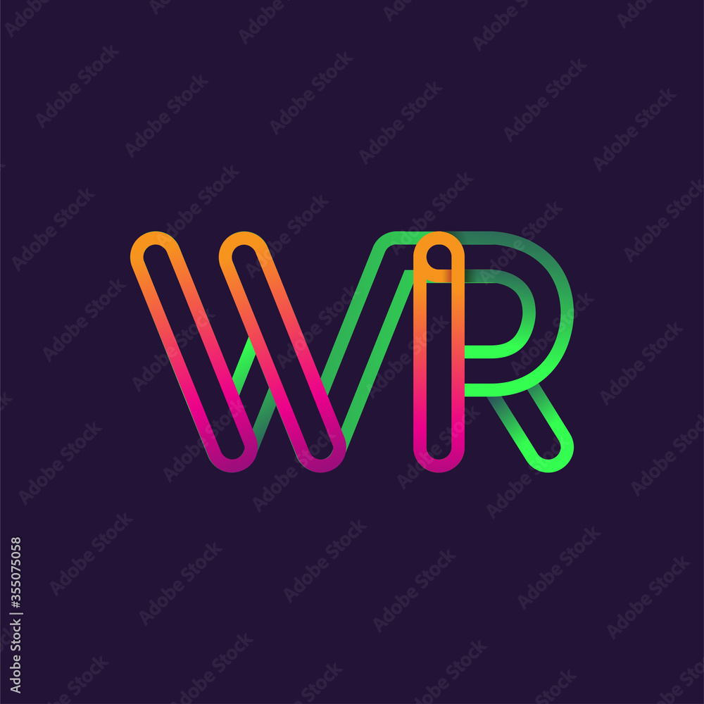initial logo letter WR, linked outline rounded logo, colorful initial logo for business name and company identity. initial logo letter WR, linked outline rounded logo, colorful initial logo for business name and company identity.