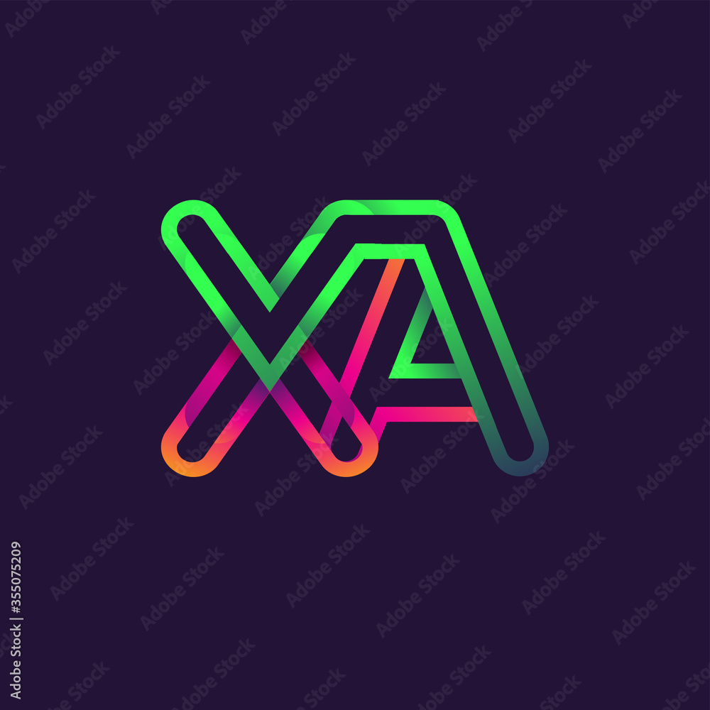 initial logo letter XA, linked outline rounded logo, colorful initial logo for business name and company identity. initial logo letter XA, linked outline rounded logo, colorful initial logo for business name and company identity.