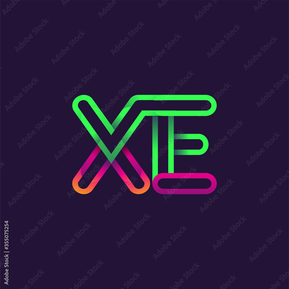 initial logo letter XE, linked outline rounded logo, colorful initial logo for business name and company identity. initial logo letter XE, linked outline rounded logo, colorful initial logo for business name and company identity.