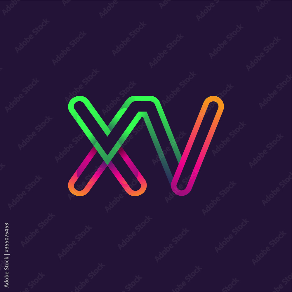 Obraz premium initial logo letter XV, linked outline rounded logo, colorful initial logo for business name and company identity.