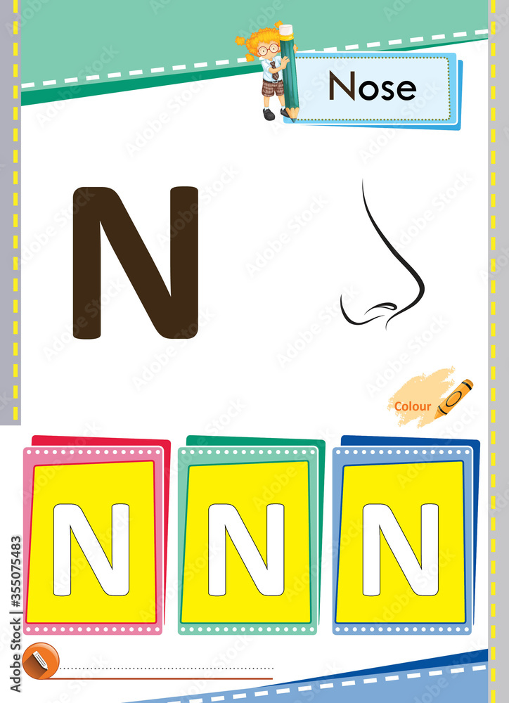 worksheets coloring pages alphabet for preschool and kindergarten Stock ...