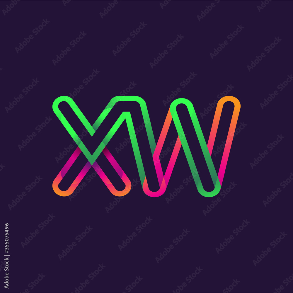 initial logo letter XW, linked outline rounded logo, colorful initial logo for business name and company identity. initial logo letter XW, linked outline rounded logo, colorful initial logo for business name and company identity.