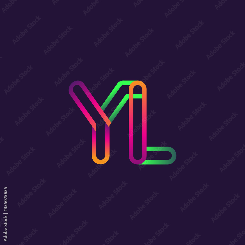 initial logo letter YL, linked outline rounded logo, colorful initial logo for business name and company identity. initial logo letter YL, linked outline rounded logo, colorful initial logo for business name and company identity.