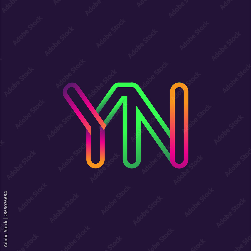 initial logo letter YN, linked outline rounded logo, colorful initial logo for business name and company identity. initial logo letter YN, linked outline rounded logo, colorful initial logo for business name and company identity.